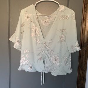 Express Floral Tie Front Blouse